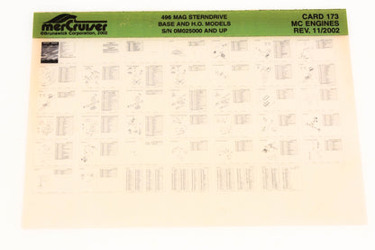 Mercruiser XM020-15 496 Magnum Stern Drive Base & H.O. 0M025000+ Card 173 Microfiche