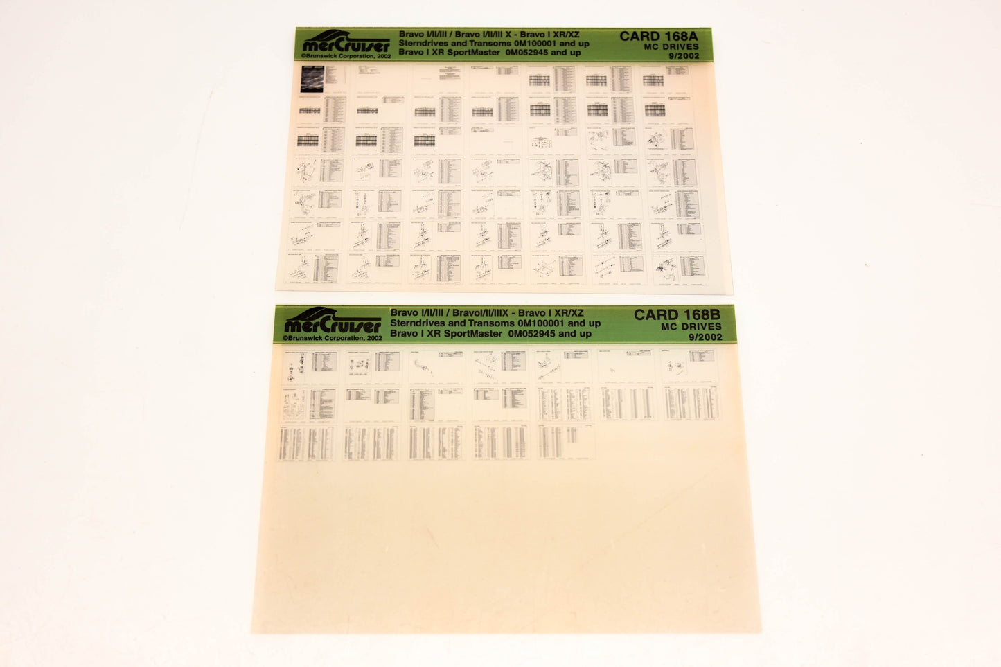 Mercruiser XM020-16 Bravo I/II/III- I/II/IIIX, XR/XZ, XR SportMaster Card 168A/B Lot