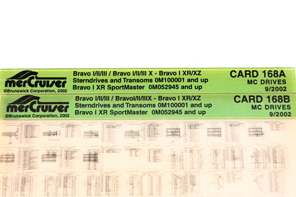 Mercruiser XM020-16 Bravo I/II/III- I/II/IIIX, XR/XZ, XR SportMaster Card 168A/B Lot