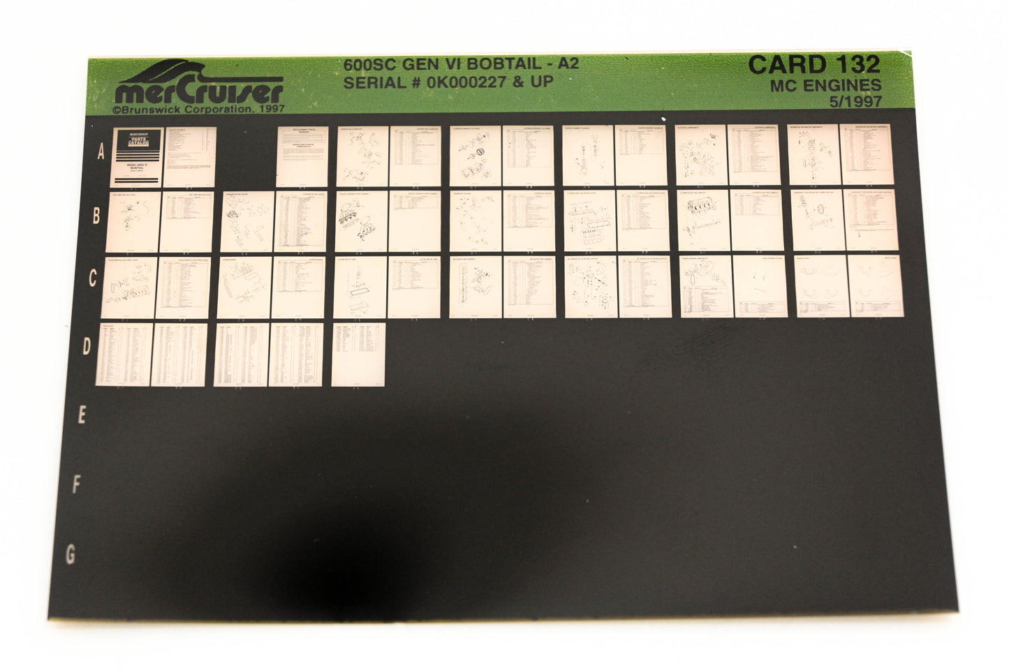 Mercruiser XM020-17 600SC Gen VI Bobtail-A2 0K000227+ Card 132 Microfiche
