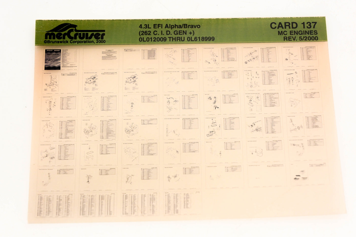 Mercruiser XM020-22 4.3L EFI Alpha/Bravo (262 CID) 0L012009 - 0L618999 Card 137 Microfiche