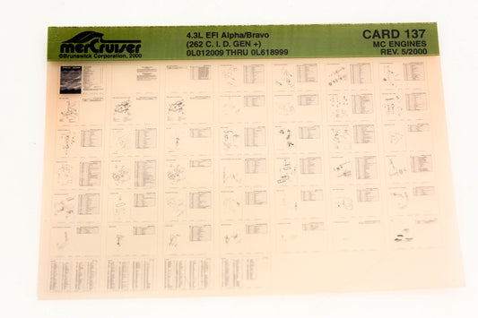 Mercruiser XM020-22 4.3L EFI Alpha/Bravo (262 CID) 0L012009 - 0L618999 Card 137 Microfiche