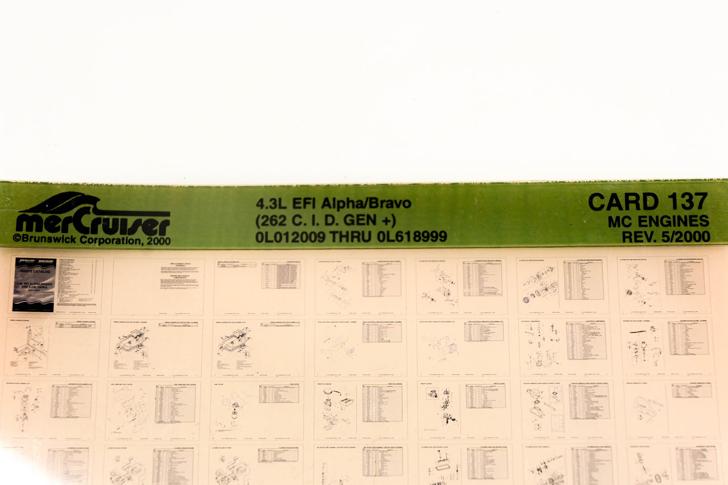 Mercruiser XM020-22 4.3L EFI Alpha/Bravo (262 CID) 0L012009 - 0L618999 Card 137 Microfiche