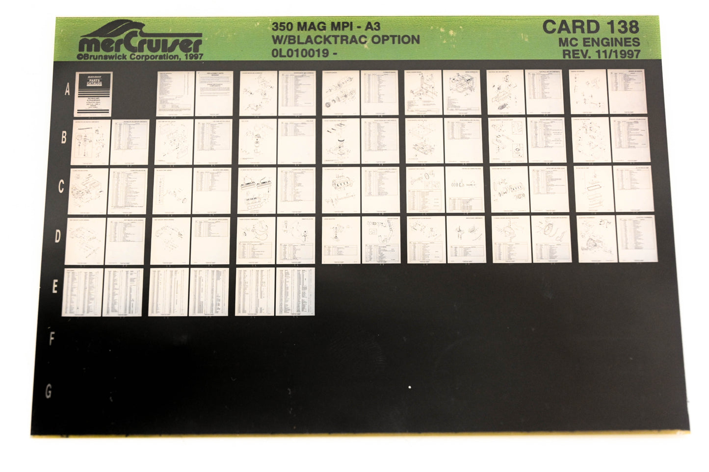 Mercruiser XM020-23 350 Magnum MPI-A3 Blacktrac Option L010019 card 138 Microfiche