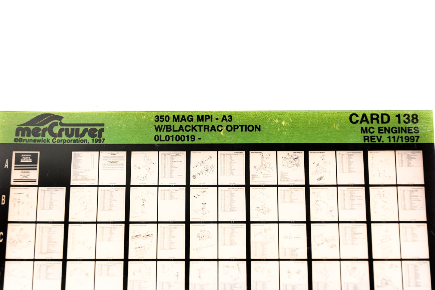 Mercruiser XM020-23 350 Magnum MPI-A3 Blacktrac Option L010019 card 138 Microfiche