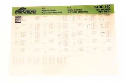 Mercruiser XM020-25 5.0L Alpha/Bravo 5.7L, Alpha/Bravo Card 140 Microfiche