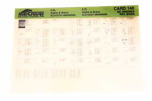 Mercruiser XM020-25 5.0L Alpha/Bravo 5.7L, Alpha/Bravo Card 140 Microfiche
