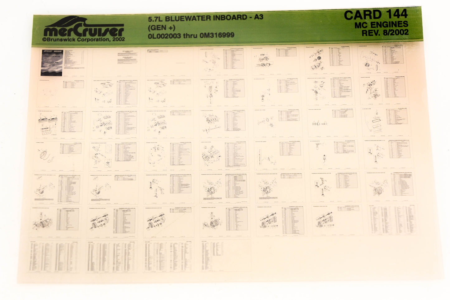 Mercruiser XM020-29 5.7L Bluewater Inboard-A3 Gen+ 0L002003-0M316999 Card 144 Microfiche