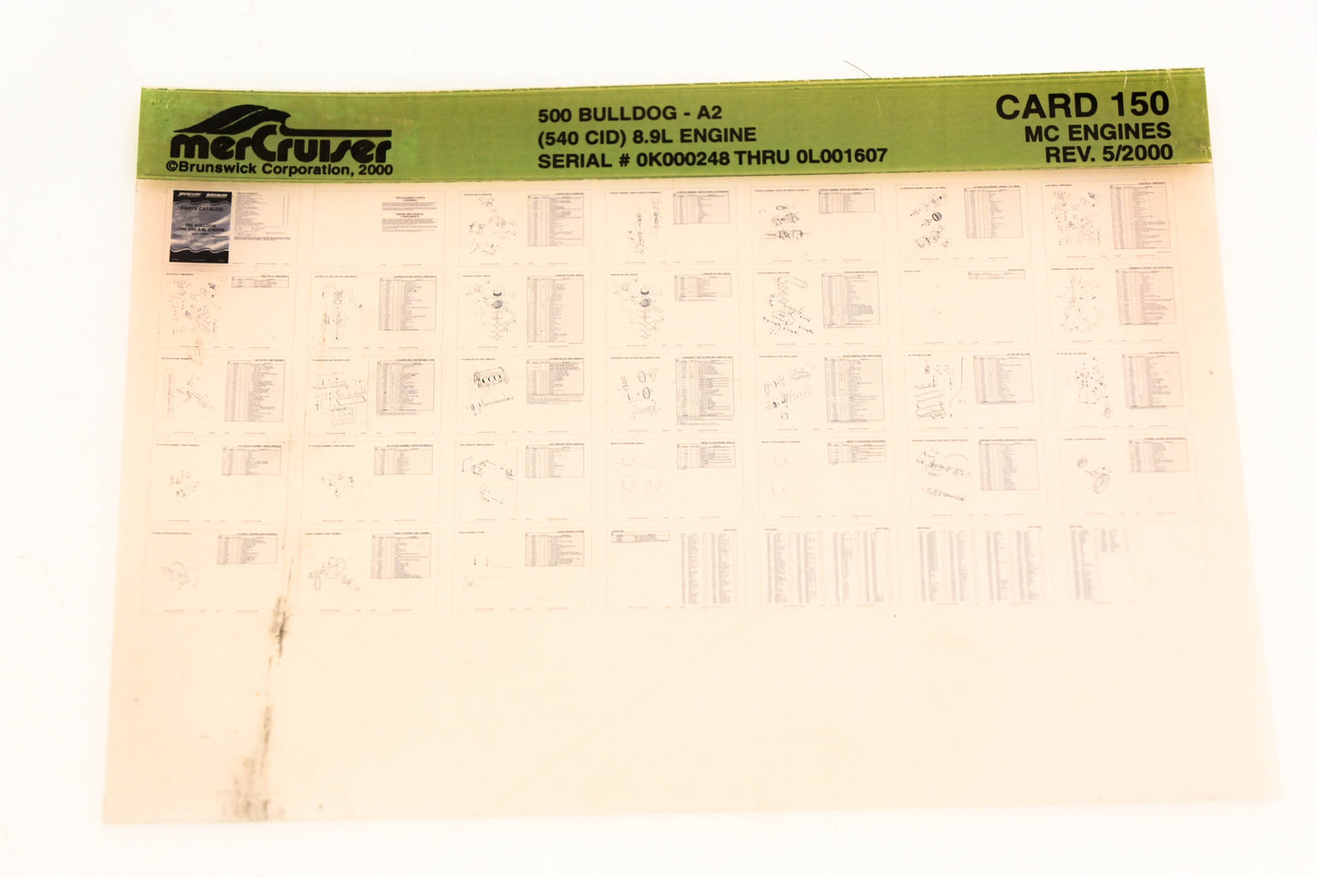 Mercruiser XM020-35 500 Bulldog-A2 (540 CID) 8.9L Engines Card 150 Microfiche