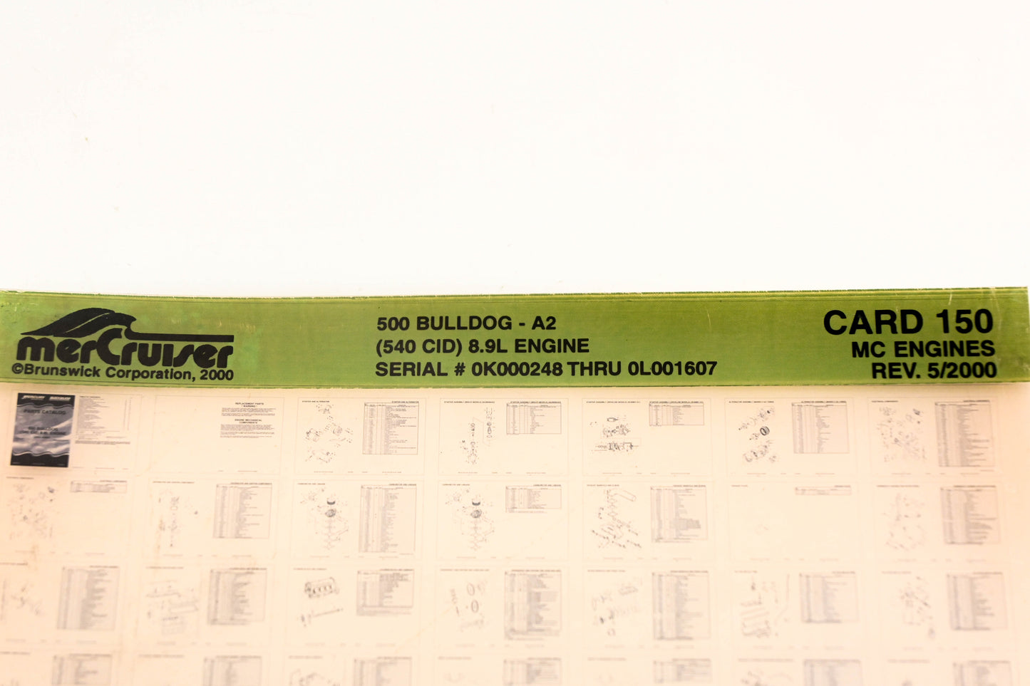 Mercruiser XM020-35 500 Bulldog-A2 (540 CID) 8.9L Engines Card 150 Microfiche