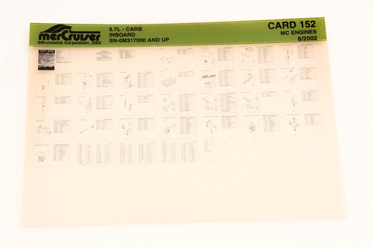 Mercruiser XM020-37 5.7L Carburetor Inboard 0M317000+ Card 152 Microfiche