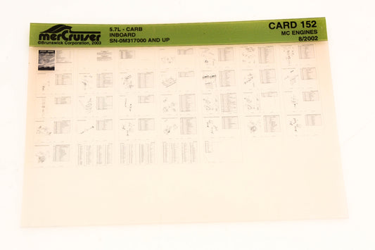 Mercruiser XM020-37 5.7L Carburetor Inboard 0M317000+ Card 152 Microfiche