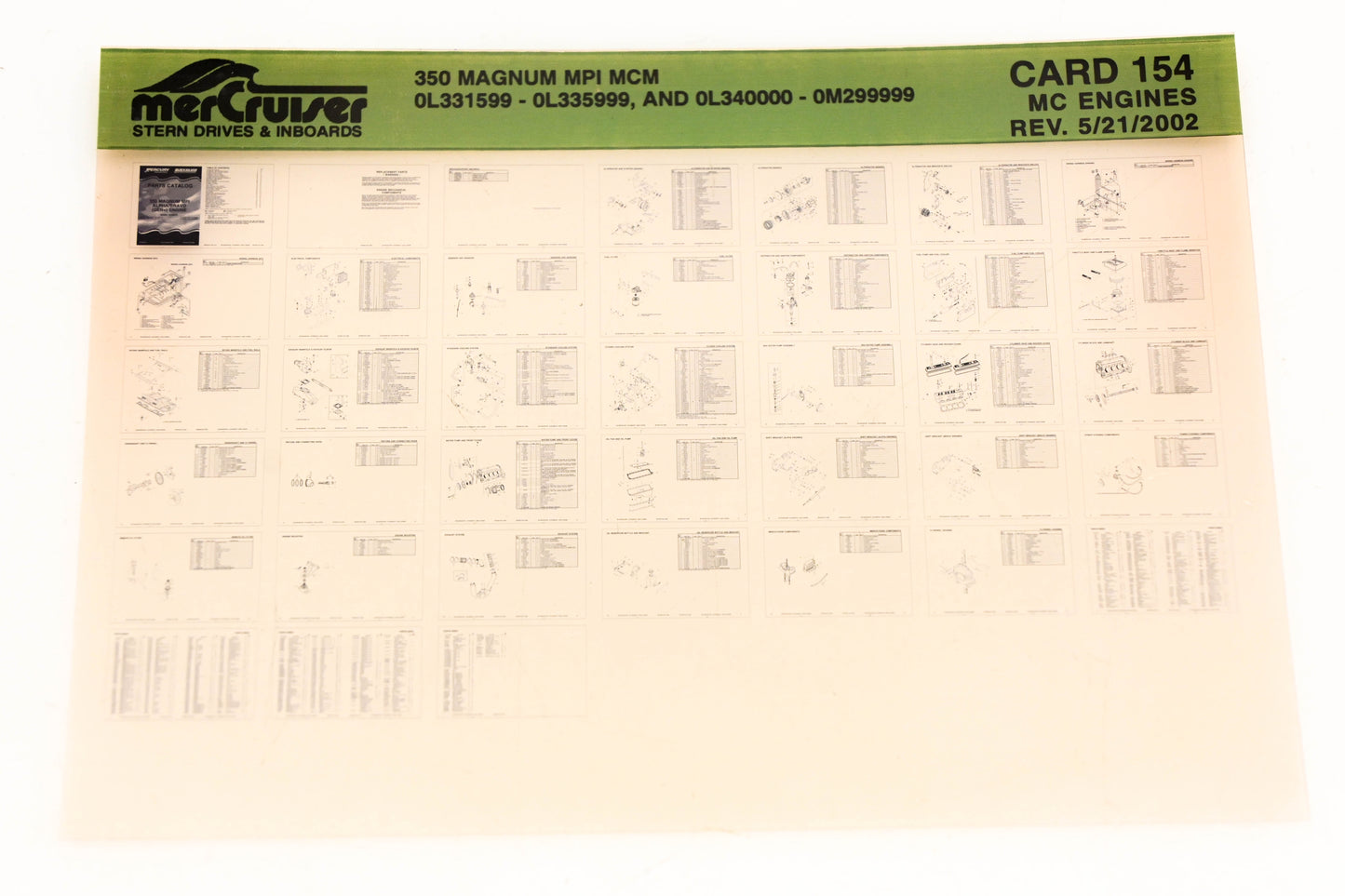 Mercruiser XM020-39 350 Magnum MPI MCM Card 154 Microfiche