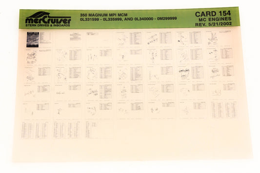 Mercruiser XM020-39 350 Magnum MPI MCM Card 154 Microfiche