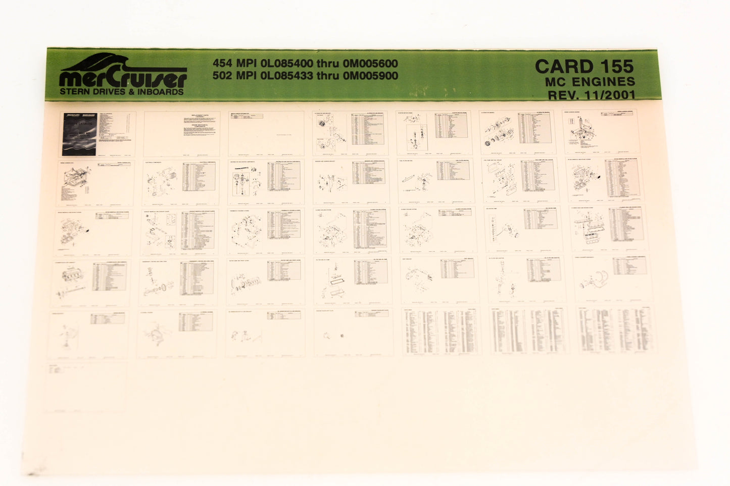 Mercruiser XM020-40 MC Engines 454 MPI, 502 MPI Card 155 Microfiche