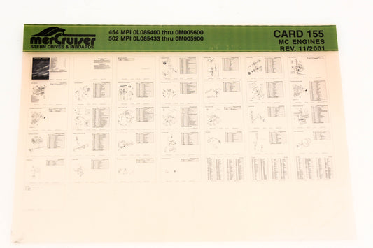 Mercruiser XM020-40 MC Engines 454 MPI, 502 MPI Card 155 Microfiche