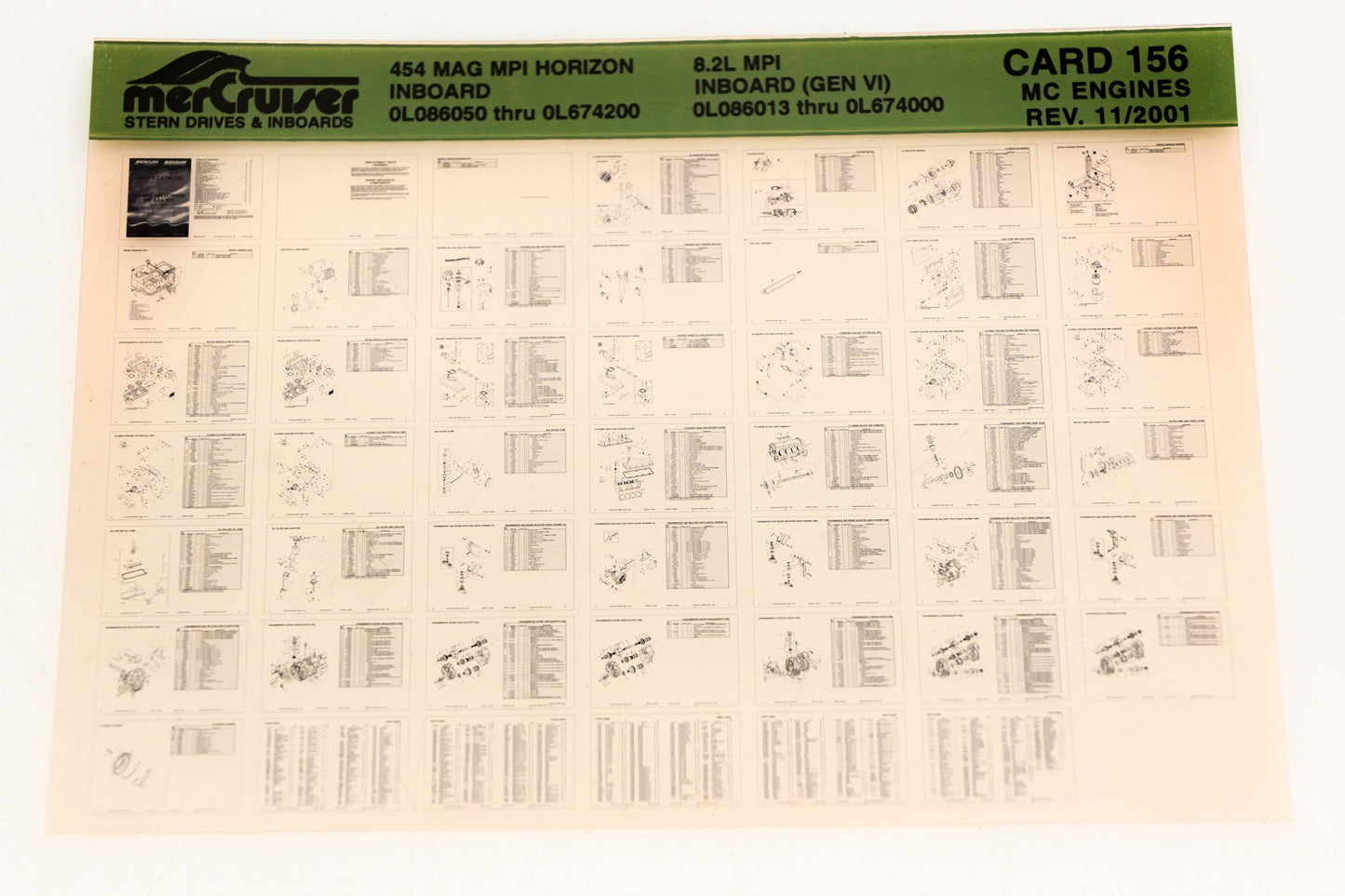 Mercruiser XM020-41 454 Magnum MPI Horizon, 8.2L MPI Inboard Card 156 Microfiche