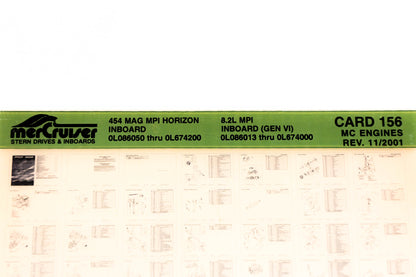 Mercruiser XM020-41 454 Magnum MPI Horizon, 8.2L MPI Inboard Card 156 Microfiche
