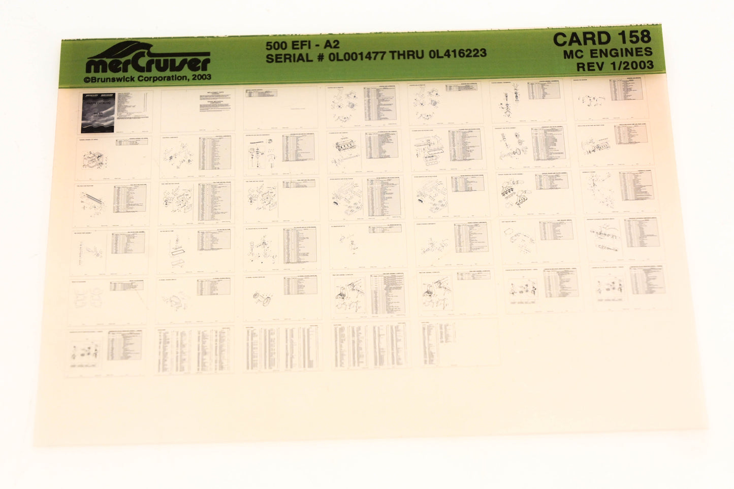Mercruiser XM020-43 500 EFI-A2 0L001477- 0L416223 Card 158 Microfiche