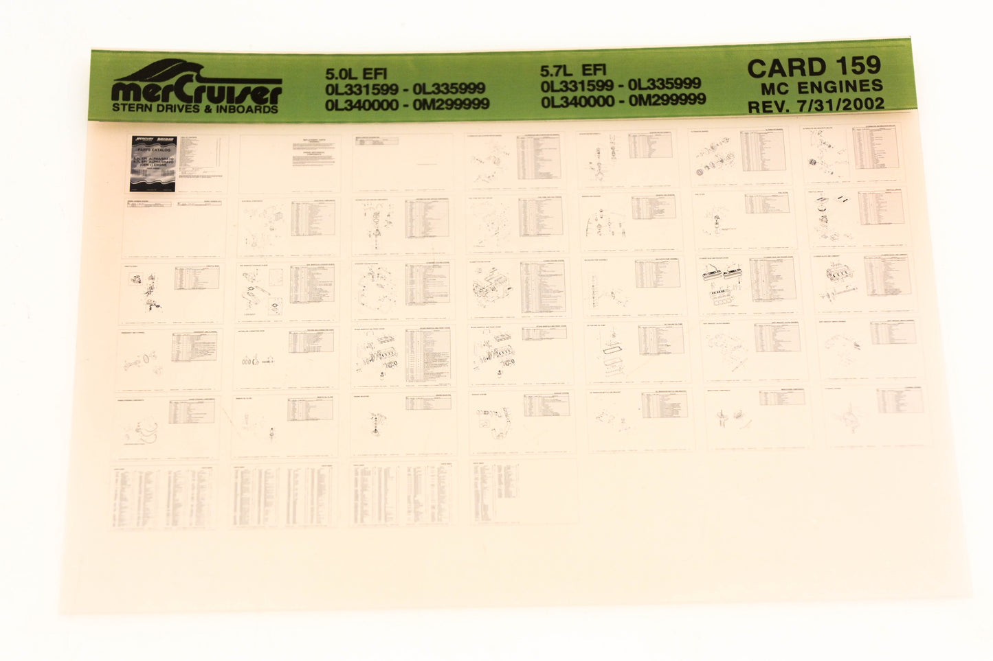 Mercruiser XM020-44 MC Engines 5.0L EFI 5.7L EFI Card 159 Microfiche