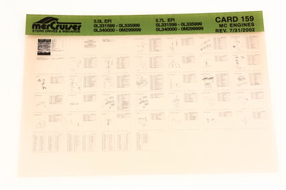 Mercruiser XM020-44 MC Engines 5.0L EFI 5.7L EFI Card 159 Microfiche