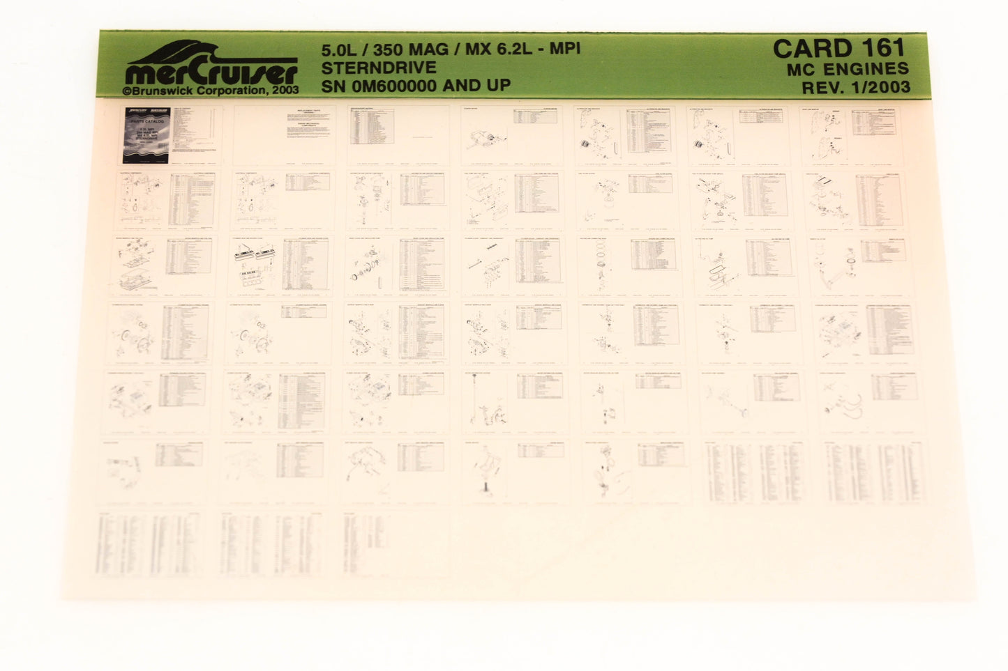 Mercruiser XM020-45 5.0L / 350 Magnum / MX 6.2L-MPI Stern Drive Card 161 Microfiche