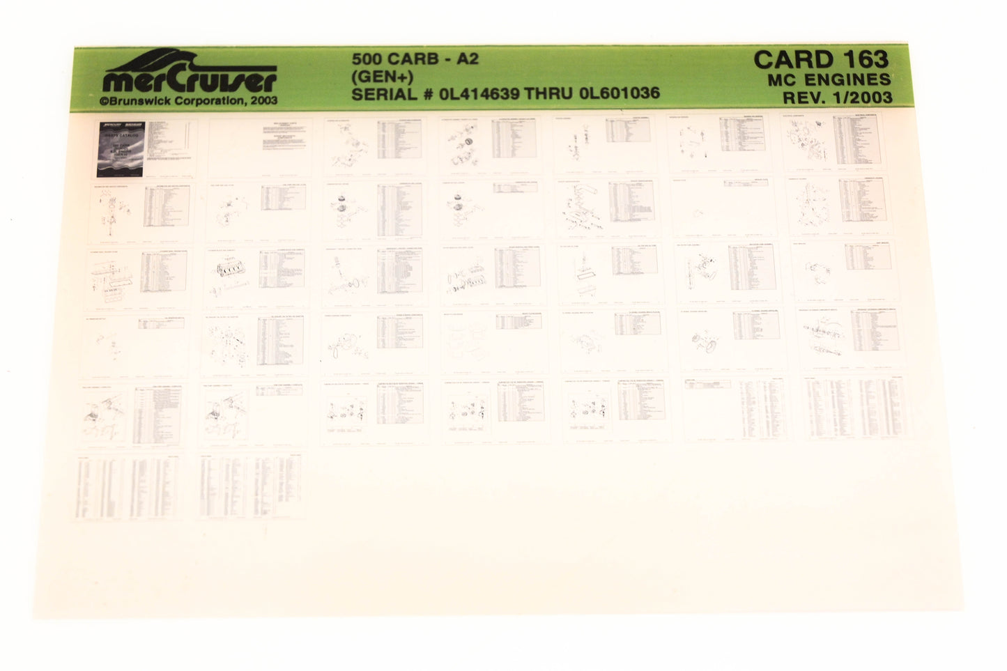 Mercruiser XM020-47 500 Carburetor-A2 Gen+ 0L414639-0L601036 Card 163 Microfiche