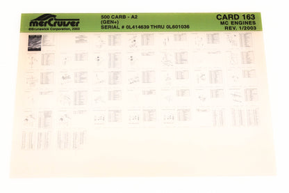 Mercruiser XM020-47 500 Carburetor-A2 Gen+ 0L414639-0L601036 Card 163 Microfiche
