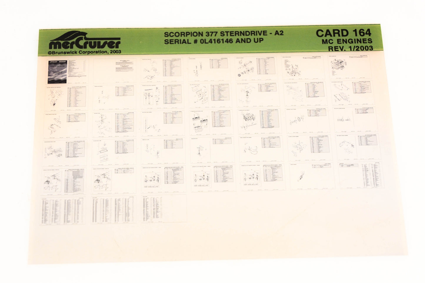 Mercruiser XM020-48 Sterndrive Scorpion 377 -A2 0L416146+ Card 164 Microfiche