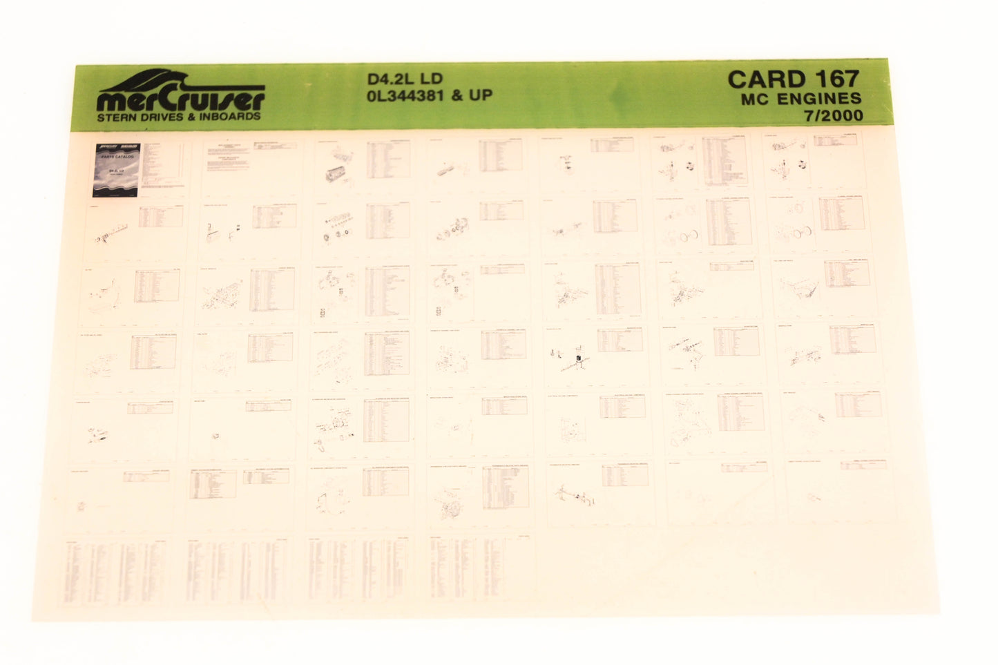 Mercruiser XM020-50 MC Engines D4.2L LD 0L344381+ Card 167 Microfiche