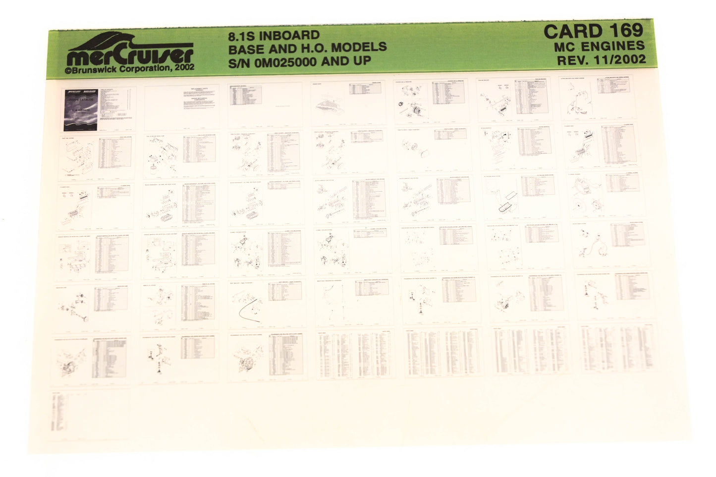 Mercruiser XM020-51 8.1S Inboard Base& H.O. 0M025000+ Card 169 Microfiche
