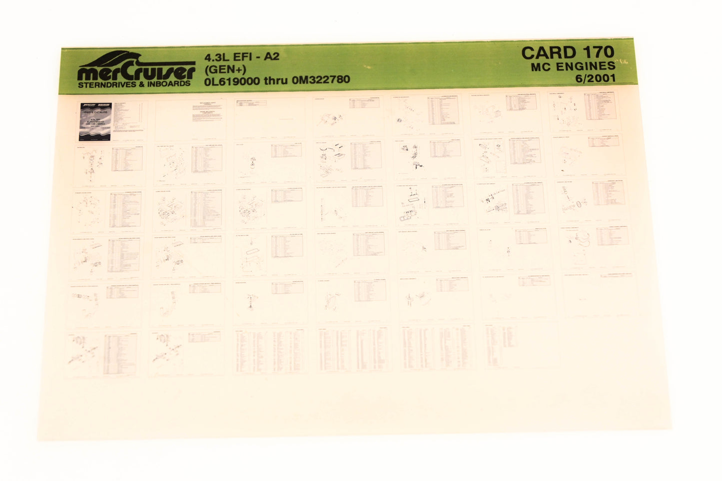 Mercruiser XM020-52 4.3L EFI-A2 Gen+ 0L619000-0M322780 Card 170 Microfiche