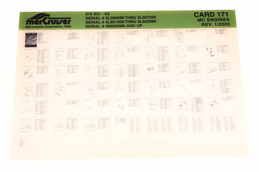 Mercruiser XM020-53 575 SCI-A2 0L306696 0L601000 0M050000 Card 171 Microfiche