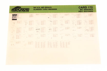 Mercruiser XM020-54 MX 6.2L MPI Bravo 0L680003 - 0M299999 Card 172 Microfiche