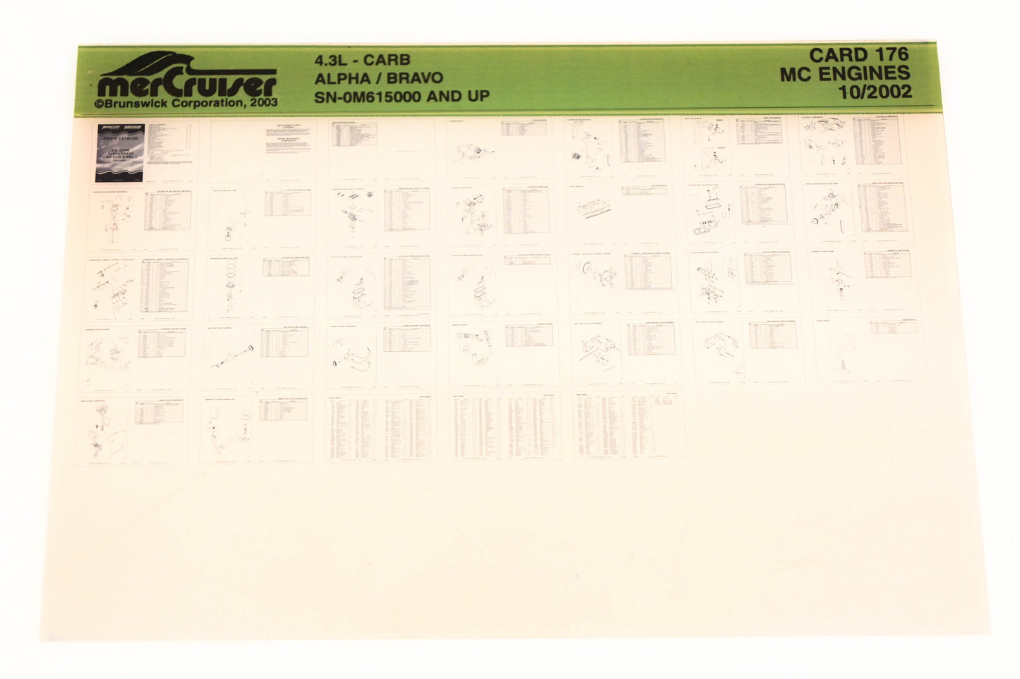 Mercruiser XM020-57 4.3L Carburetor Alpha/Bravo 0M615000+ Card 176 Microfiche