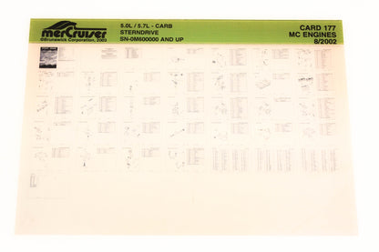 Mercruiser XM020-58 5.0L/5.7L Carburetor Sterndrive 0M600000+ Card 177 Microfiche