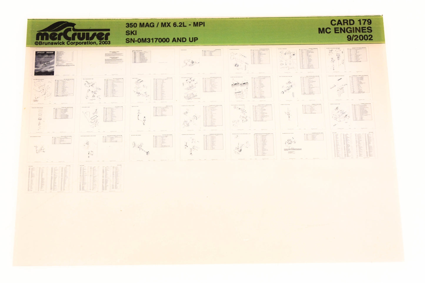 Mercruiser XM020-60 350 Mag/MX 6.2L-MPI SKI 0M317000+ Card 179 Microfiche