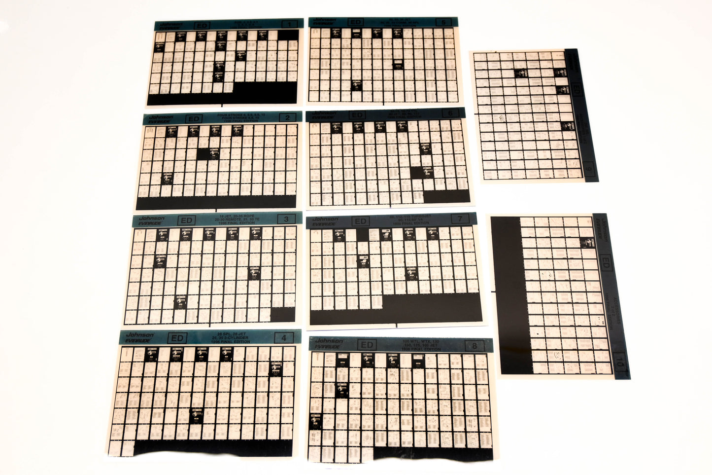 Johnson Evinrude XM020-64 1996 Final Edition #1-10 Microfiche Lot