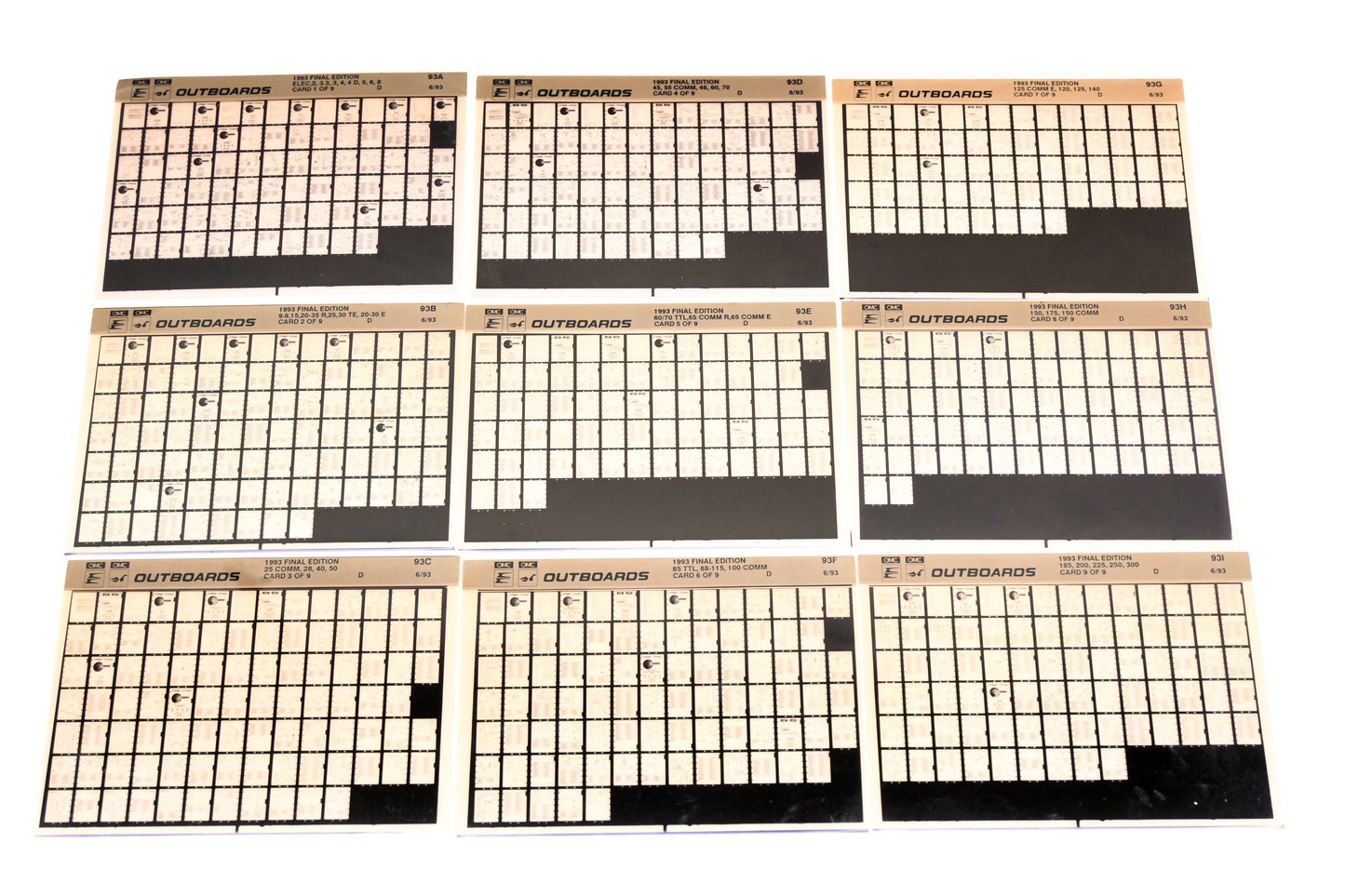 OMC XM020-65 1993 Final Edition #93A - 93I Microfiche Lot