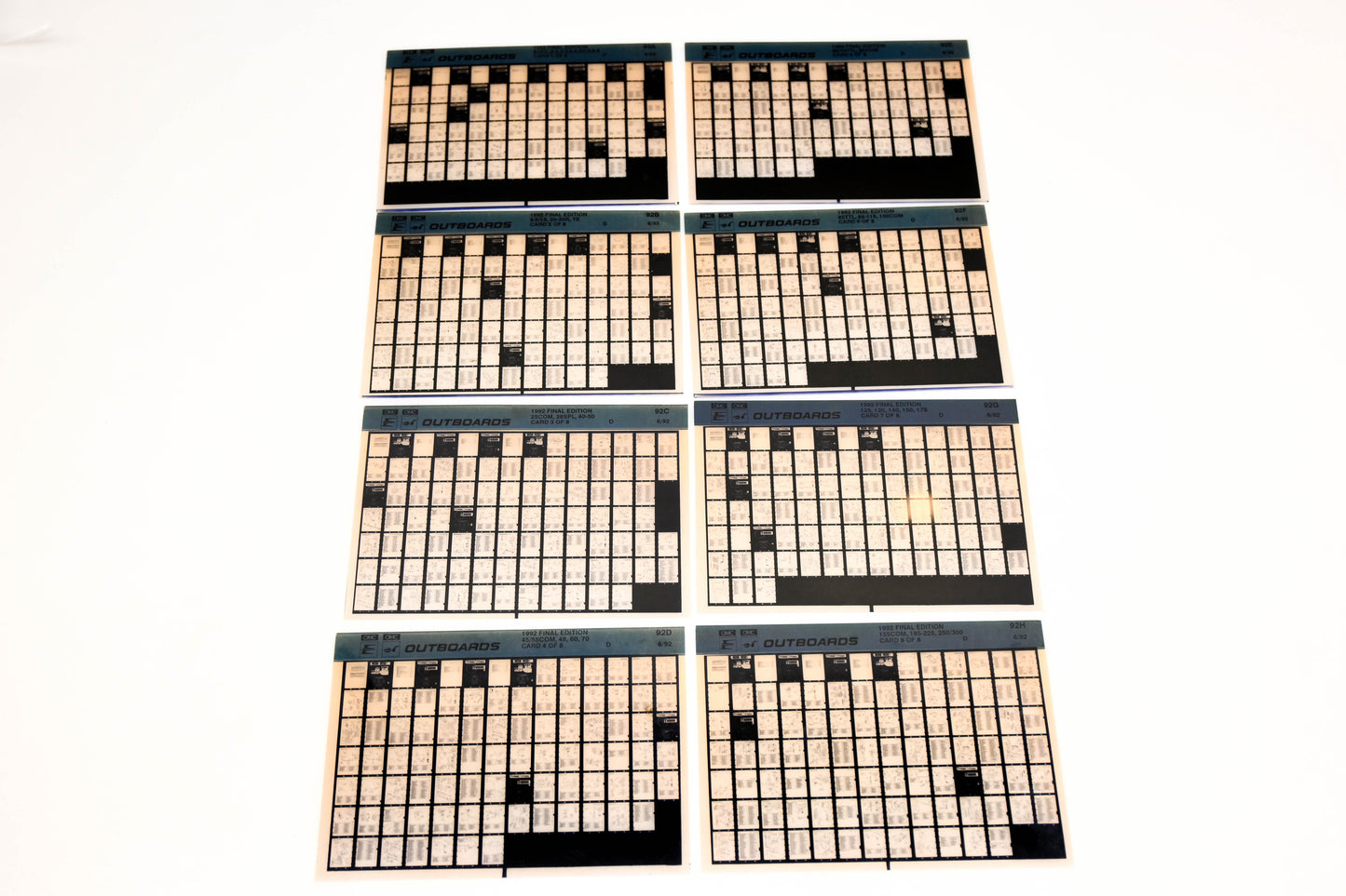 OMC XM020-66 1992 Final Edition #92A - 92H Microfiche Lot