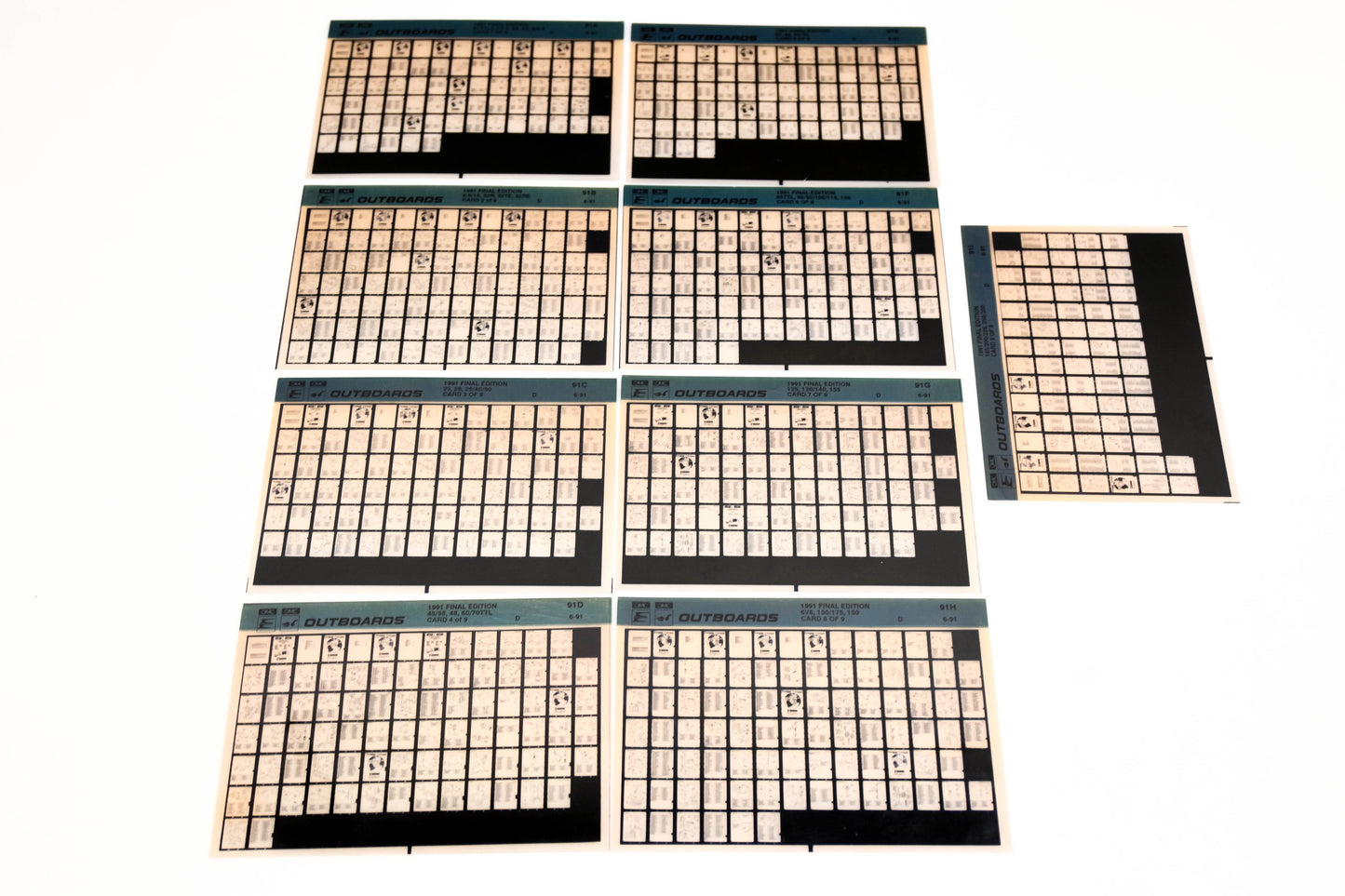 OMC XM020-67 1991 Final Edition #91A - 91I Microfiche Lot