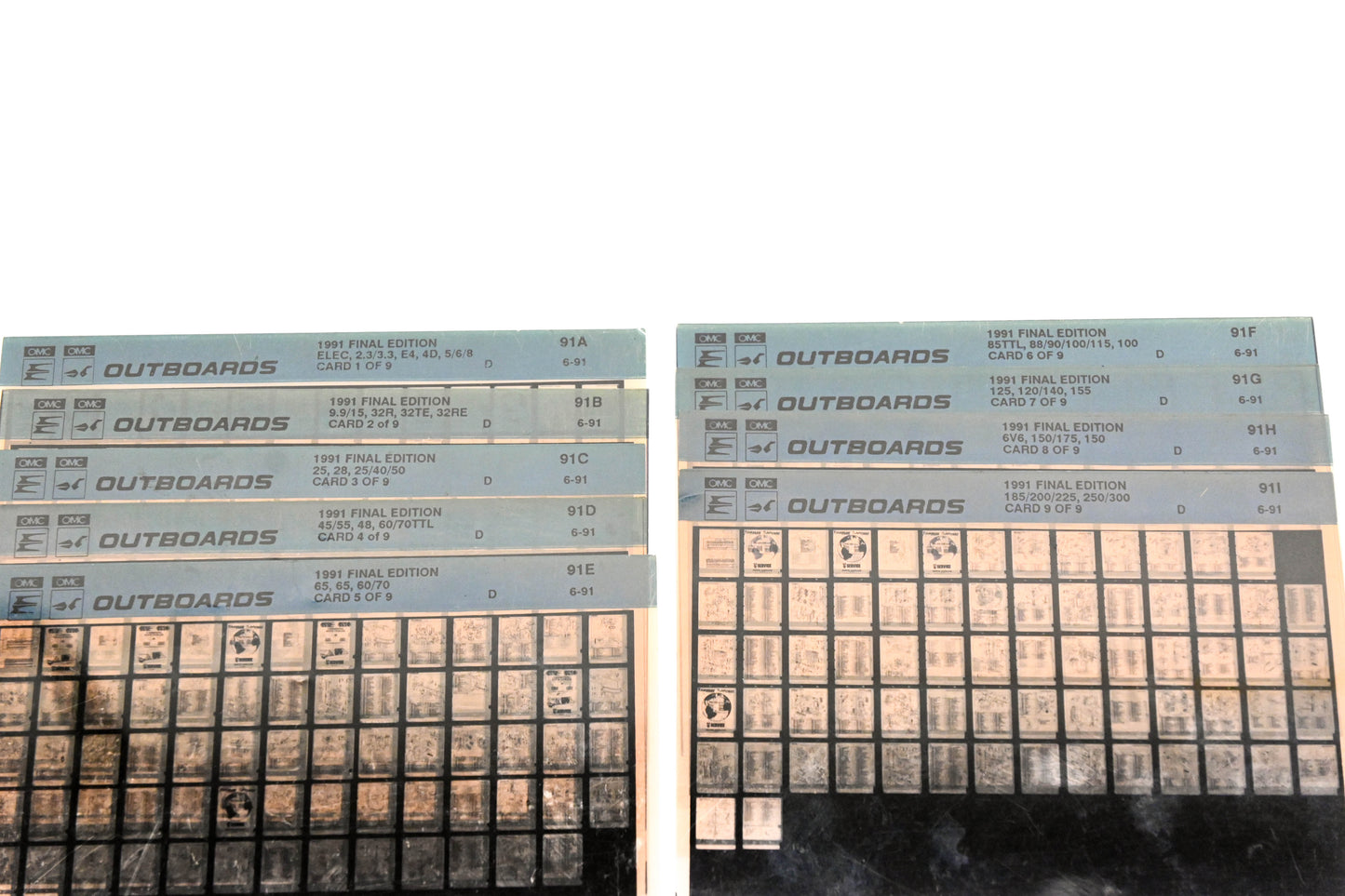 OMC XM020-67 1991 Final Edition #91A - 91I Microfiche Lot