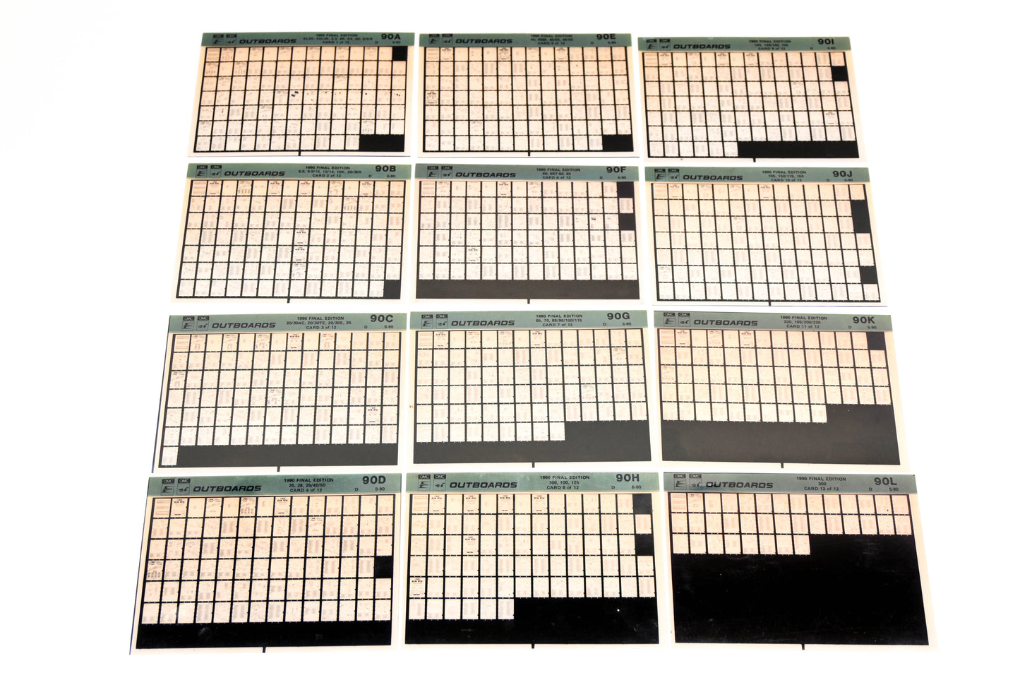 OMC XM020-68 1990 Final Edition #90A -90L Microfiche Lot
