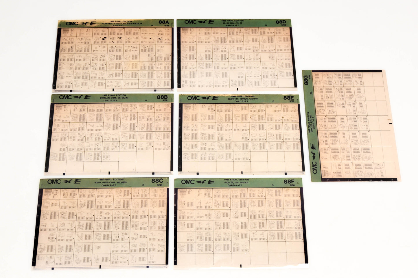 OMC XM020-70 1988 Final Edition 88A - 88G Microfiche Lot