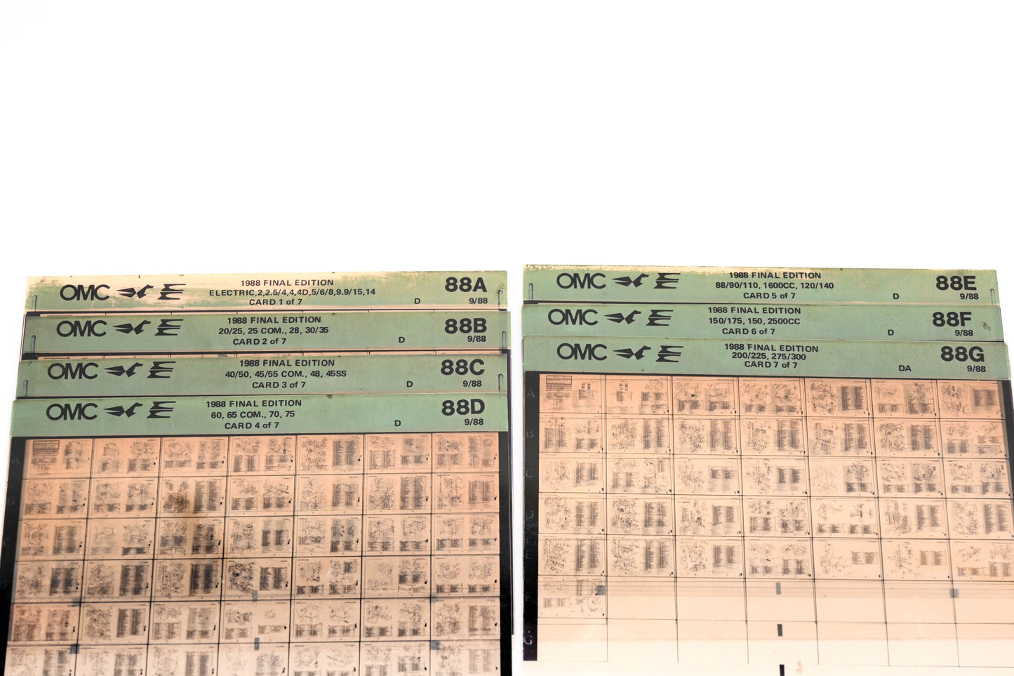 OMC XM020-70 1988 Final Edition 88A - 88G Microfiche Lot