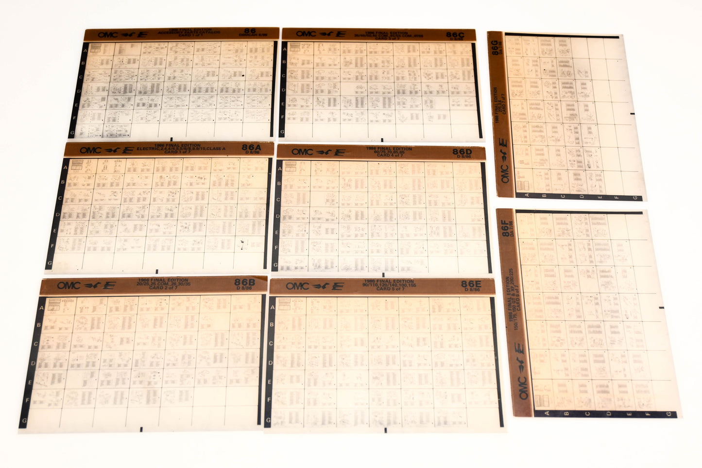 OMC XM020-71 1986 Final Edition #86, 86A - 86G Microfiche Lot