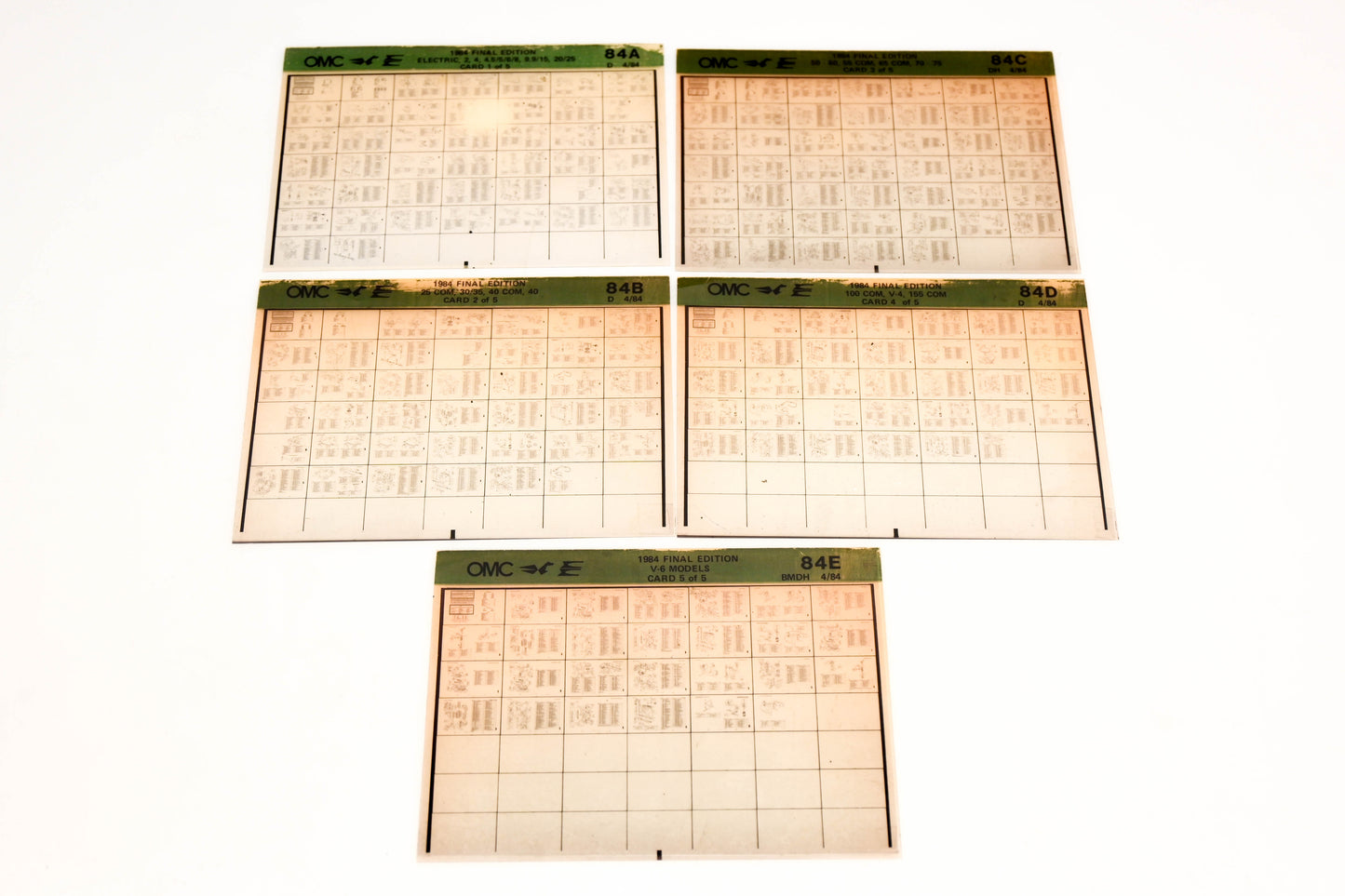 OMC XM020-73 1984 Final Edition #84A - 84E Microfiche Lot