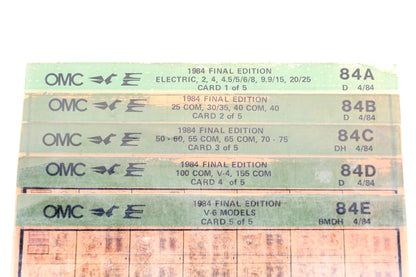 OMC XM020-73 1984 Final Edition #84A - 84E Microfiche Lot