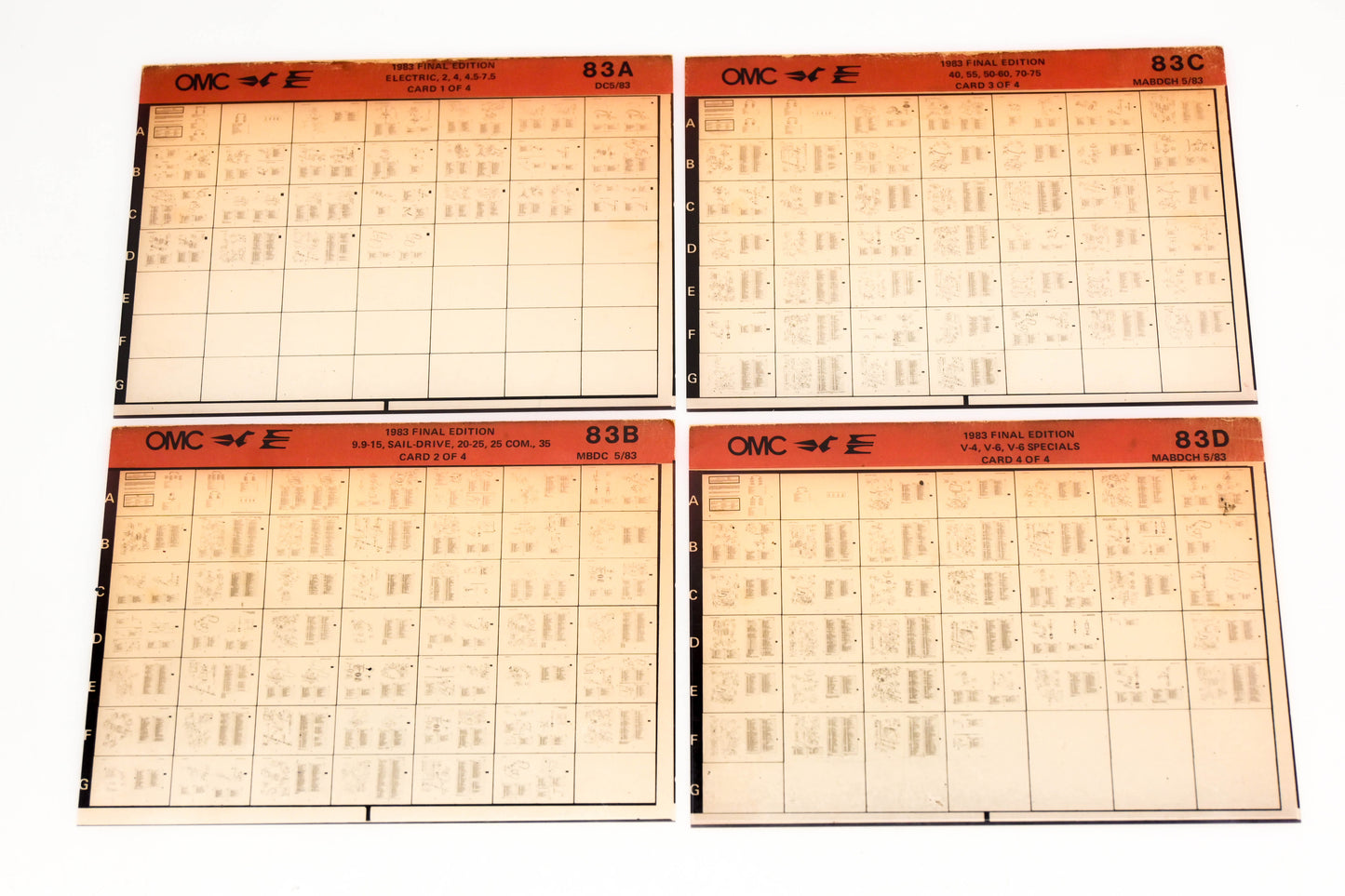 OMC XM020-75 1983 Final Edition #83A - 83D Microfiche Lot