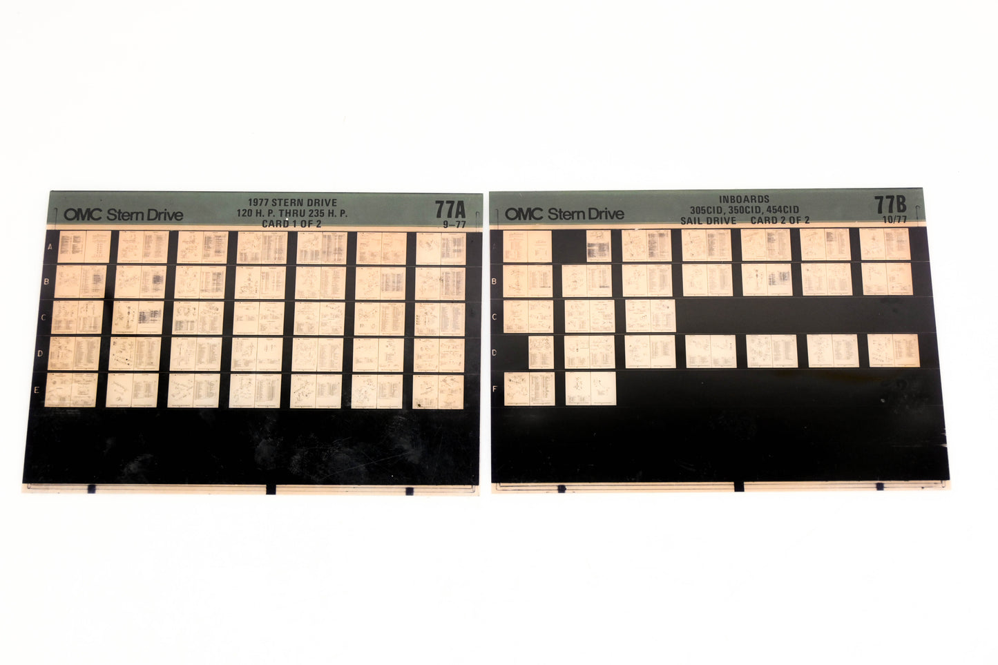 OMC XM020-79 1977 Sterndrive 120-235HP, Inboard 305/350/454CID #77A/B Microfiche Lot